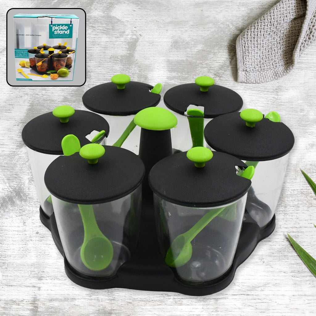 Revolving Spice Rack – 6 Jars with Spoons & Stand