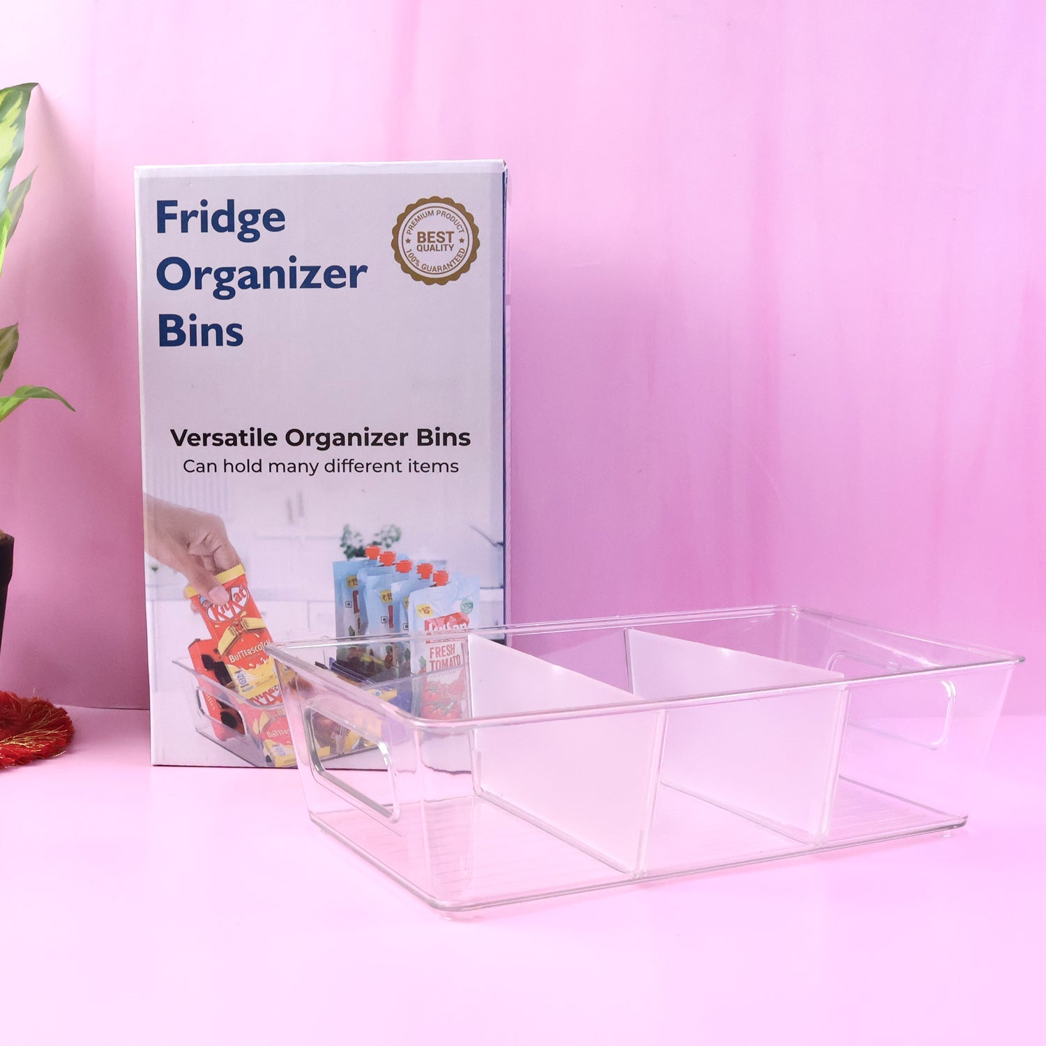 Stackable Fridge Organizer Bin with Handle