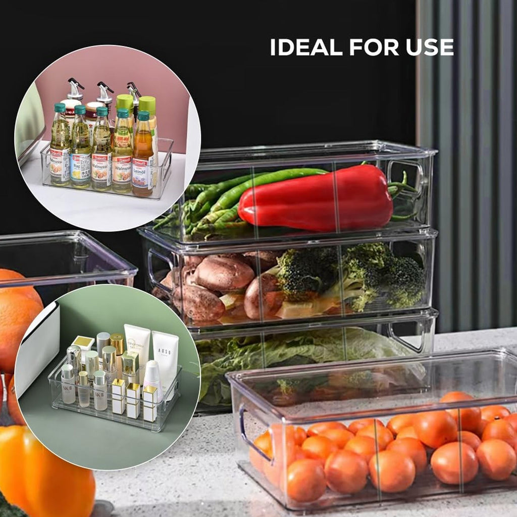 Stackable Fridge Organizer Bin with Handle