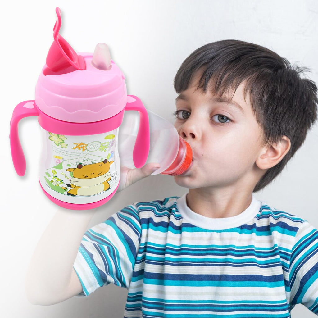 Insulated Steel Water Bottle with Straw & Handle (280ml)