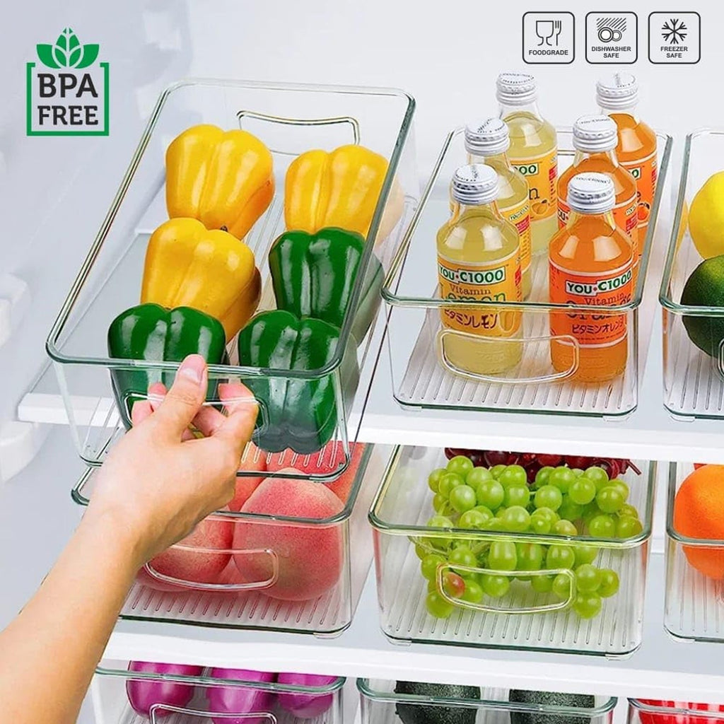 Stackable Fridge Organizer Bin with Handle