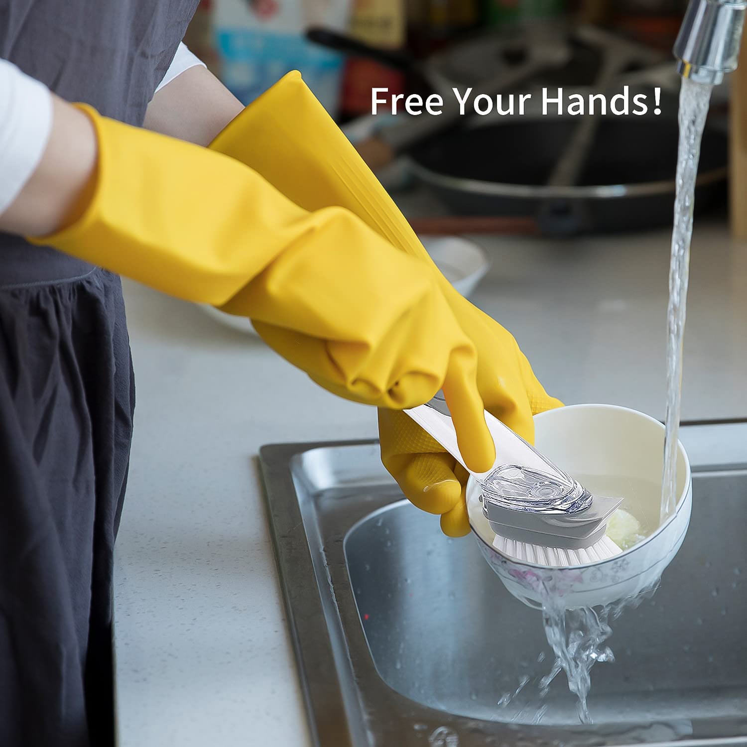 Dish Brush with Built-In Soap Dispenser