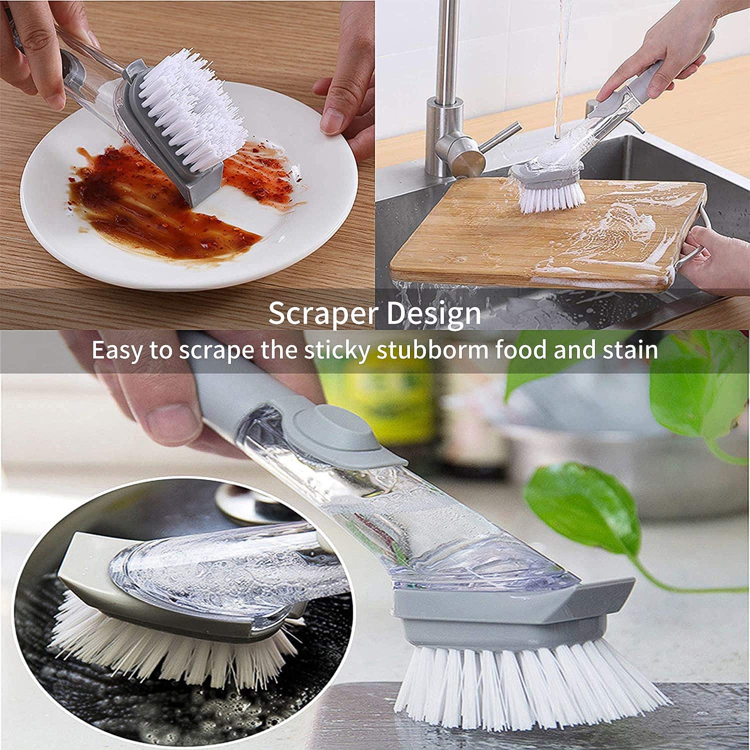 Dish Brush with Built-In Soap Dispenser