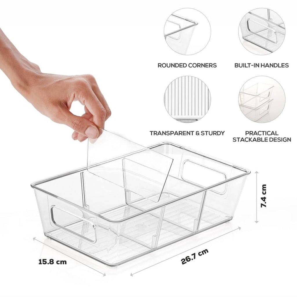 Stackable Fridge Organizer Bin with Handle