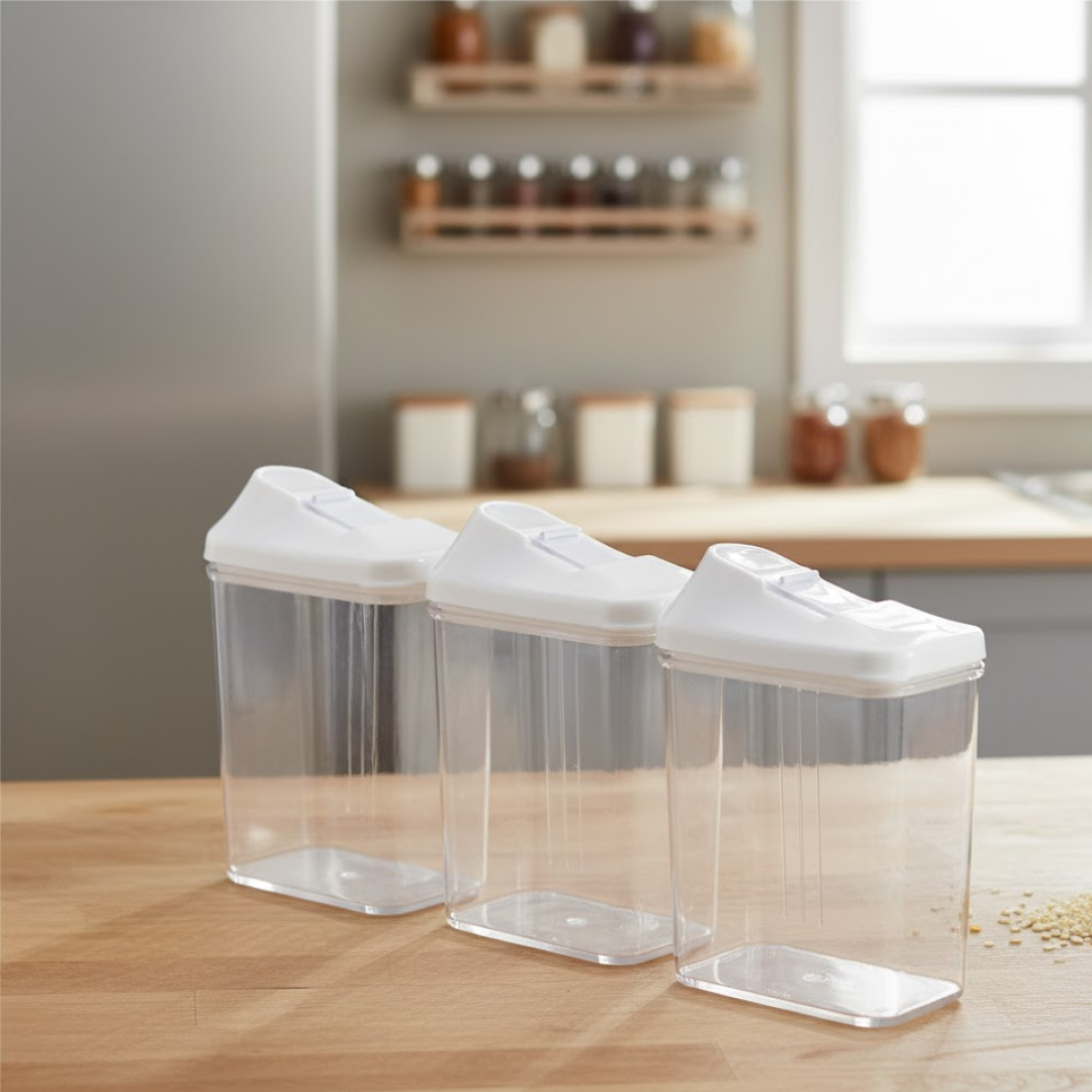 Transparent Kitchen Storage Jars – Set of 3
