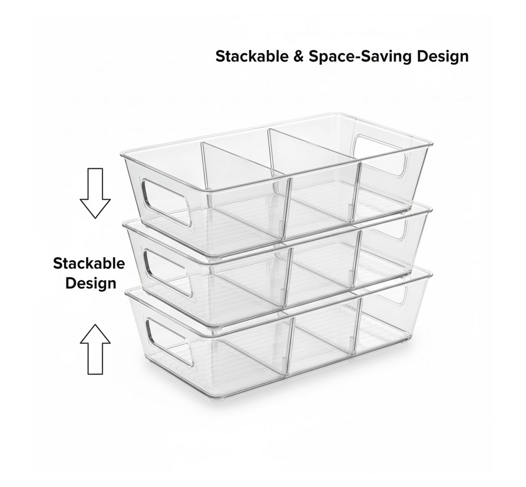 Stackable Fridge Organizer Bin with Handle