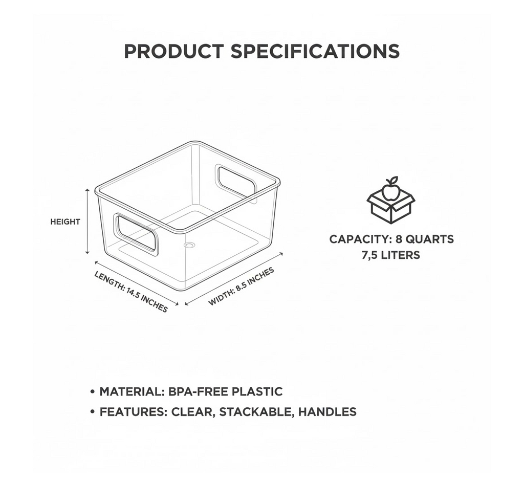 Stackable Fridge Organizer Bin with Handle
