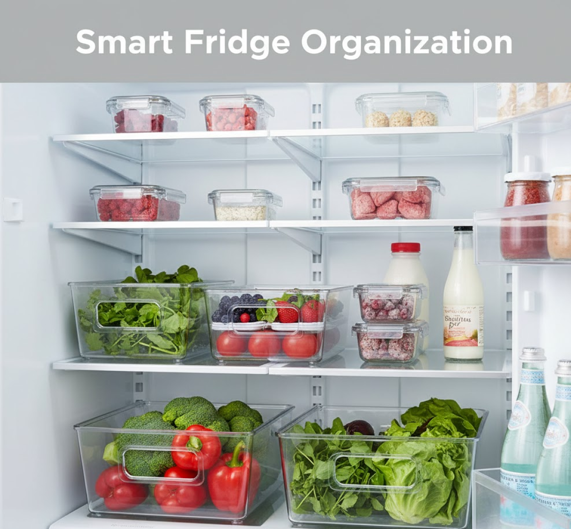 Stackable Fridge Organizer Bin with Handle