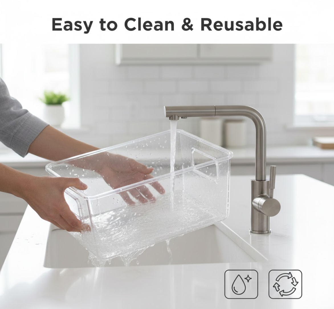 Stackable Fridge Organizer Bin with Handle