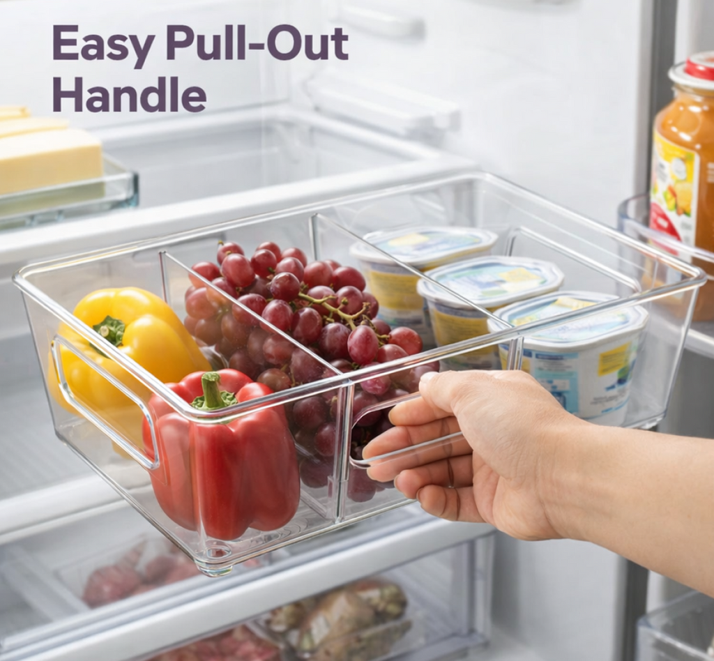 Stackable Fridge Organizer Bin with Handle