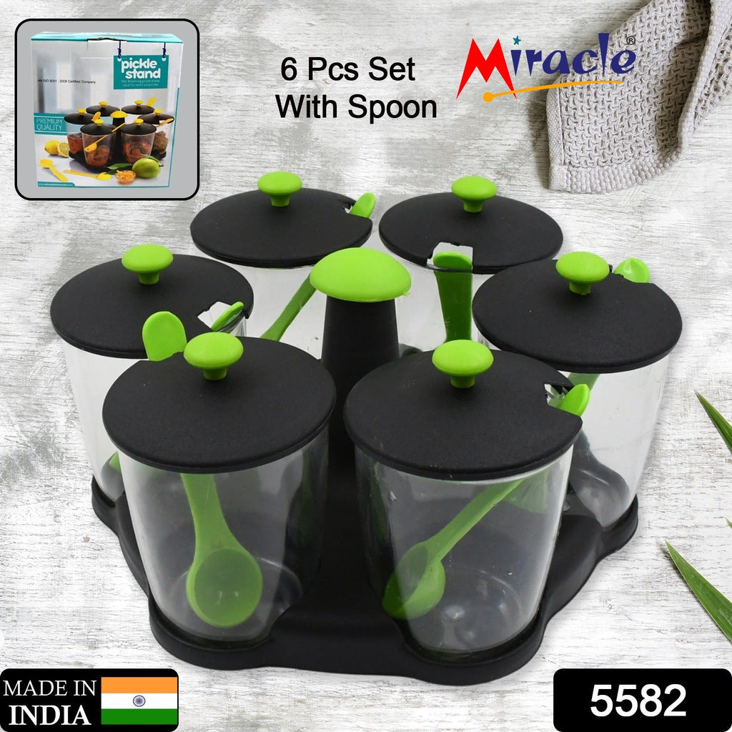 Revolving Spice Rack – 6 Jars with Spoons & Stand